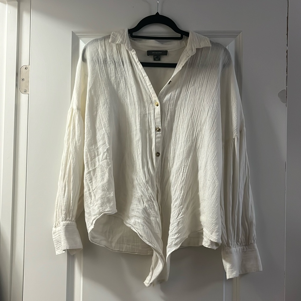 Primark Linen Tie Front Button Down